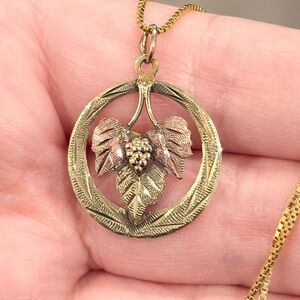Vintage 10K Black Hills Gold Pendant, Mid Century, Classic Filigree Design